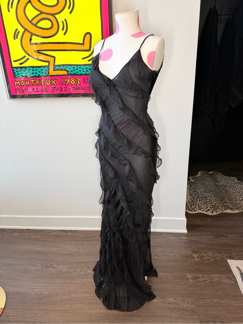 Rat & Boa Selena Black Ruffle Chiffon Maxi Dress XXS - Picture 2 of 16